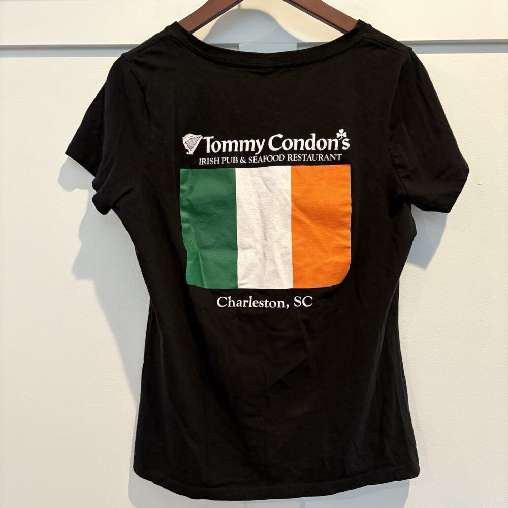 Tommy Condon's Shirt Women M Black Skinny Tee Charleston Irish Pub St Patrick's‎